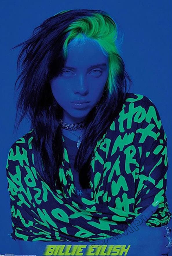 Billie Eilish Poster American Singer Blue Photo Wall Art Picture A4