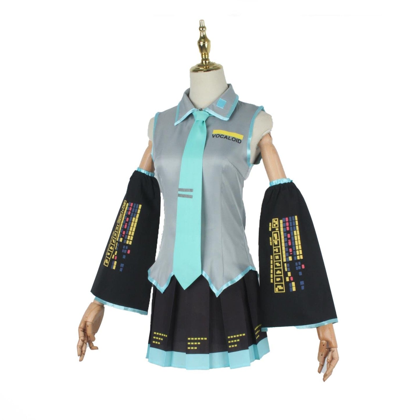 PUYYDS Vocaloid Miku Cosplay Wig Costume Japan Midi Dress Beginner Future Miku Cosplay Female Halloween Women's Costume Men size