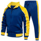 DUOFIER Men's Tracksuit Athletic Sports Casual Full Zip Sweatsuit, Blue-XL