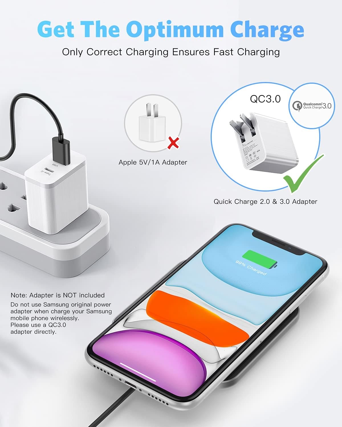 AGPTEK Wireless Charger, Qi-Certified 15W Max Fast Wireless Charging Pad Compatible with iPhone 15/14/13/12/11 Max/XS Max/8, for Samsung Galaxy S24/S23/S22/S20/S10, AirPods Pro, Black (No AC Adapter)