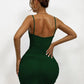 Zesoyne Womens Sexy Mini Dress Bodycon Ruched Tank Dress Spaghetti Strap Vneck Party Club Short Wrap Cami Dress Clubwear M Deep Green