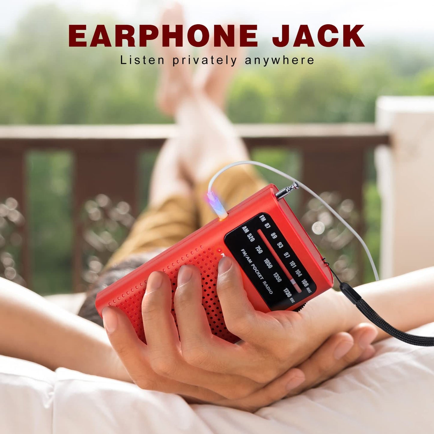 Tendak Small Radio, Portable Radio FM/AM, Pocket Radio Battery Radio with Excellent Receiving and Sound Quality/Headphone Jack, Easy to Use, Transistor Radio Suitable for Travel and Camping