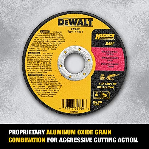 DEWALT Cutting Wheel, General Purpose Metal Cutting, 4-1/2-Inch, 5-Pack (DW8062B5)