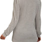 PANOZON Womens Long Sleeve Tops Ladies Square Neck Jumpers Sweatshirts Loose Fit Khaki XL