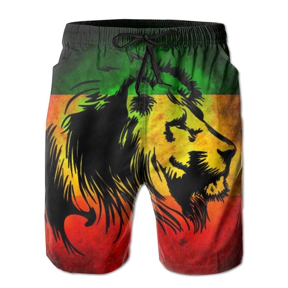 BBggyh Dry Jamaican Lion Flag Mens Swim Trunks Surf Board Shorts Beach Pant Sportswear