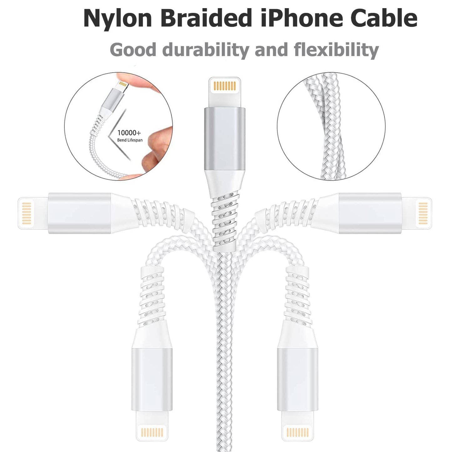 iPhone Charger Cable 3M 2Pack, Extra Long iPhone Charger MFi Certified Lightning Cable Fast Charge Braided Lightning to USB Cable Lead Compatible with iPhone 14 13 12 11 Pro Max XR XS 10 8 7 6 SE