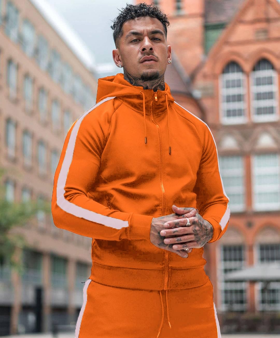 COOFANDY Orange Sweatsuits Men Sweatsuits 2 Piece Activewear Hoodie Sweat Suit Jogging Gym Sweatsuit Training Set (Orange XL)