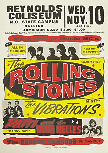 RR13 Vintage Rolling Stones Rock & Roll Concert Gig Band Advertisement Poster Print - A3 (432 x 305mm) 16.5" x 11.7"