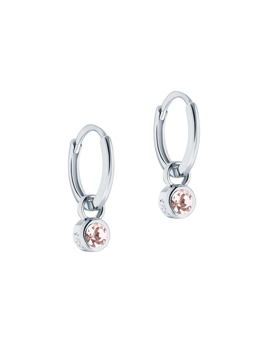 Ted Baker Sinalaa Crystal Huggie Hoop Earrings for Women (Silver/Pink Crystal)