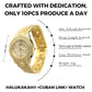 Halukakah Gold Watch Iced Out,Men's 18k Real Gold Plated Cuban Chain Inserted Band Quartz Wristband 9.5"(24cm),Full Cz Diamonds,Free Giftbox