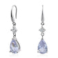 Silver Crystal Dangly Teardrop Earrings for Women, 925 Sterling Silver Drop Earrings with Cubic Zirconia, Handmade Dangle Earrings for Gift