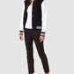 Build Your Brand Women's Ladies Sweat College Jacket Varsity, Black/White, XS