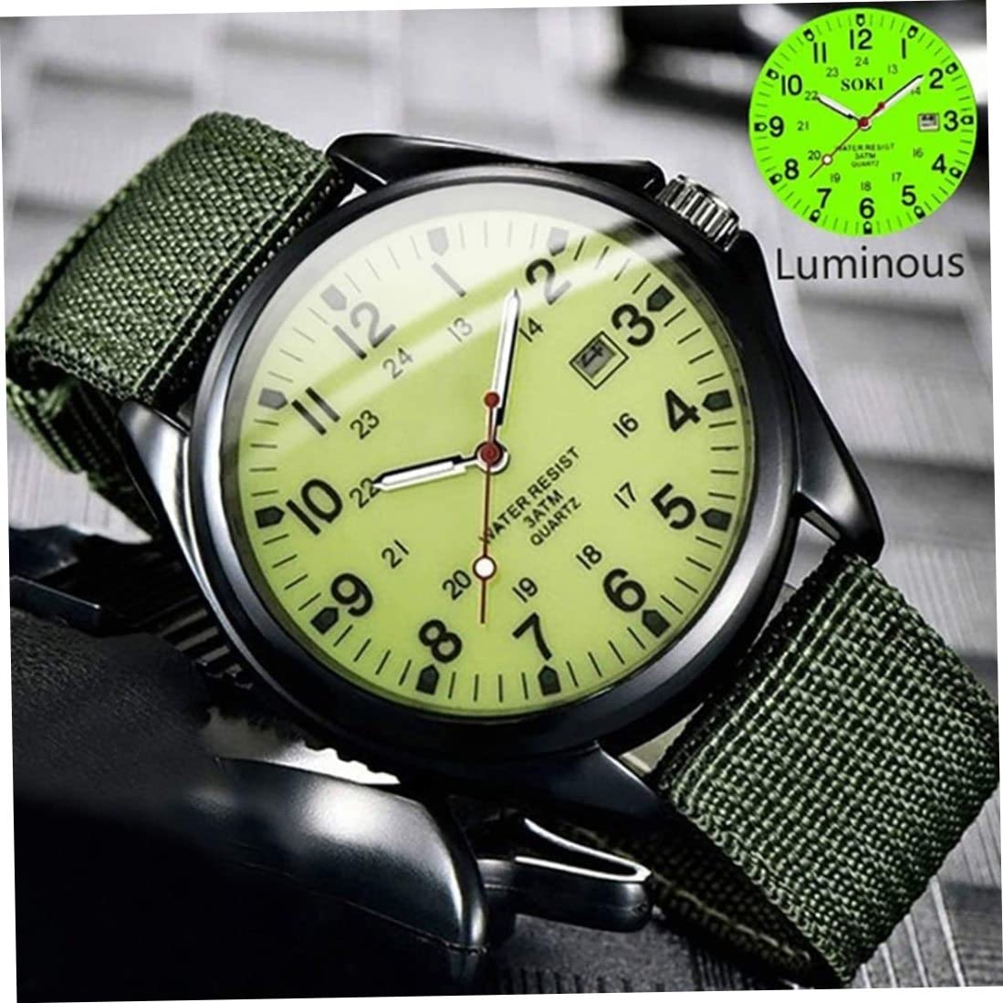 Obelunrp Mens Watches Sale Clearance Prime, Fashion Men's Watches Luminous in The Dark Watch Army Casual Dial Calendar Sport Quartz Watch