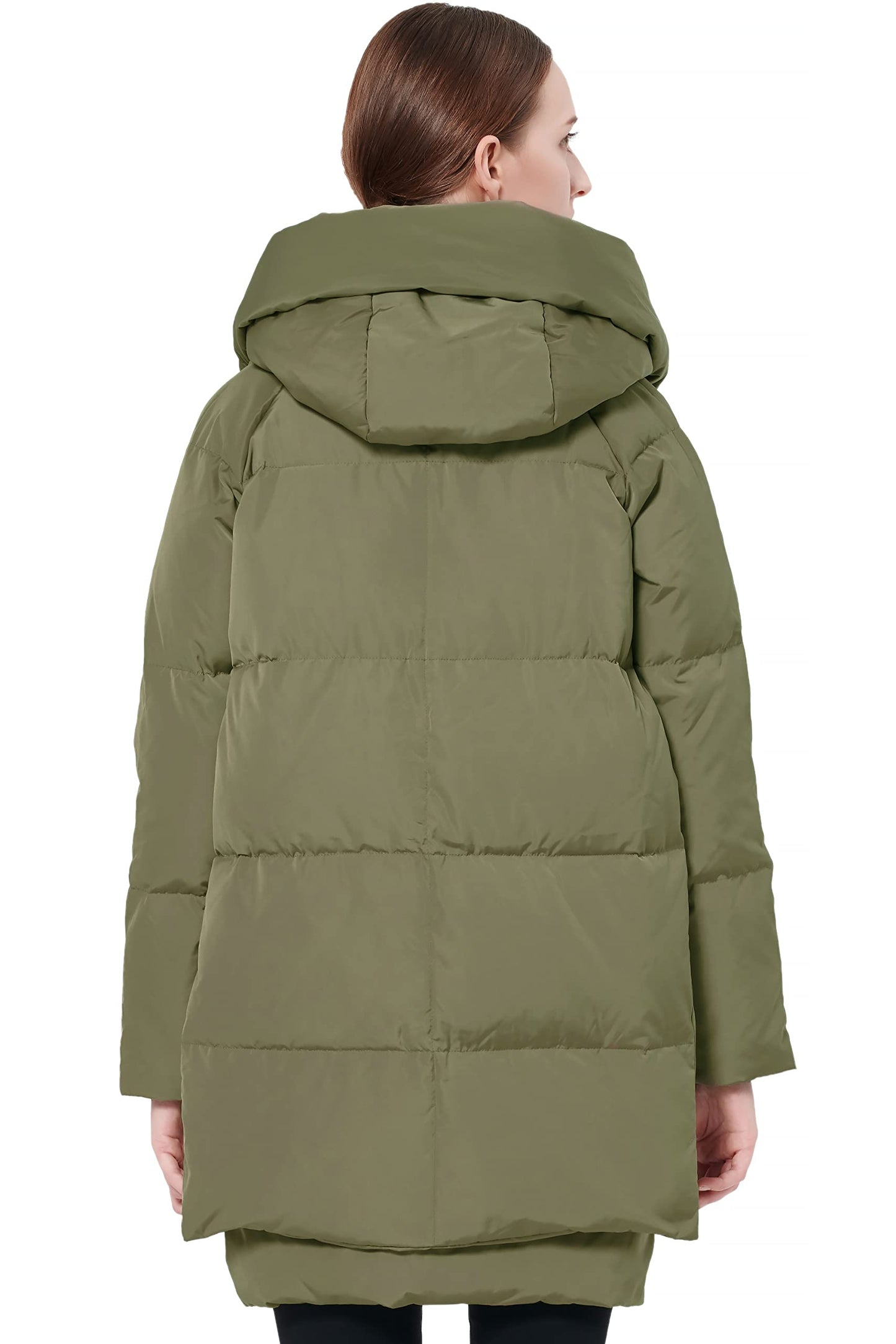 Orolay Women's Thickened Down Jacket Hooded Long Puffer Coat for Winter Green S