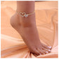 Rhinestone Heart Anklet Bracelet Crystal Lariat Heart Foot Chain Beach Adjustable Barefoot Sandal Jewelry for Women Girls Teens (Gold)