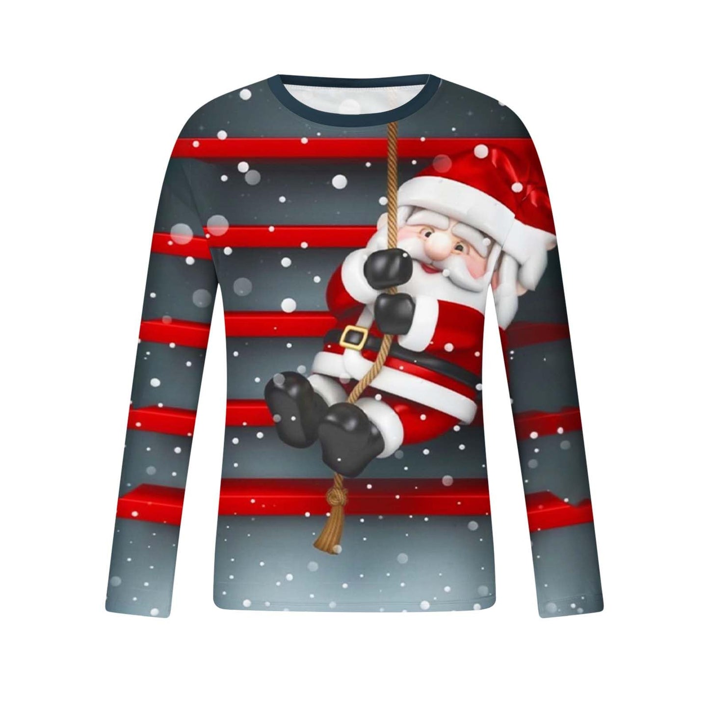 Christmas T Shirts Men UK Sale, Santa Claus Tshirt Christmas Tree Tops Casual Long Sleeve Xmas Pullover Crewneck Shirt Funny Ugly Sweatshirt Loose Fit Top Soft Comfortable Tees Plus Size M-4XL