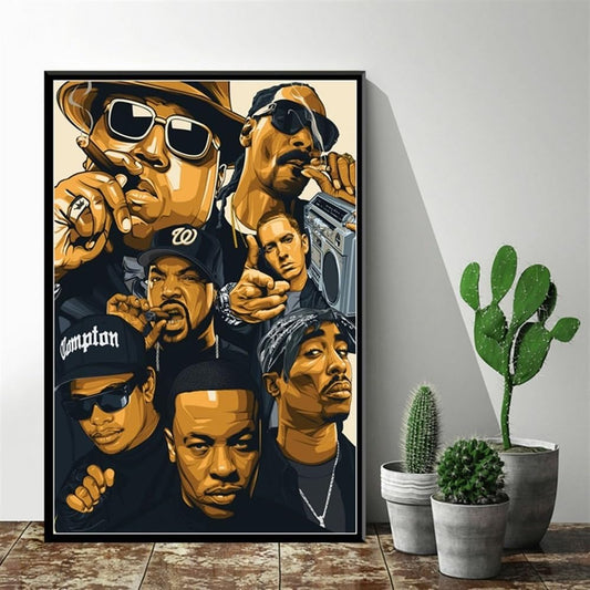 NENDERT Art Decor Hip Hop Legend Old School Biggie Smalls Wu-Tang Hip Hop Rap Star Wall Art Canvas Painting Silk Poster (Color : 1, Size : 60x90cm)