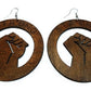 Teri's Boutique Africa Strong Engrave Hand Fist Jamaican Wood Women Fashion Dangle Earrings (Dark Brown)