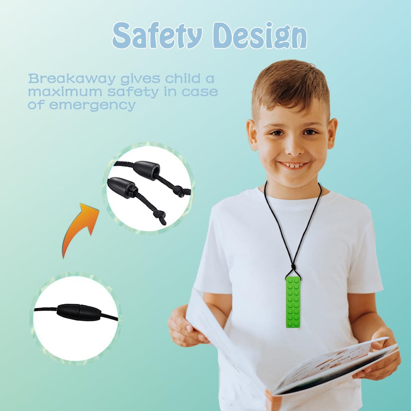 Chew Necklaces for Sensory Kids, 6PCS Chewy Necklace for Boy Girls Toddler with Autism, ADHD, SPD Chewing Biting, Silicone Chewable Pendants for Special Needs Chewer to Reduce Fidget and Anxiety