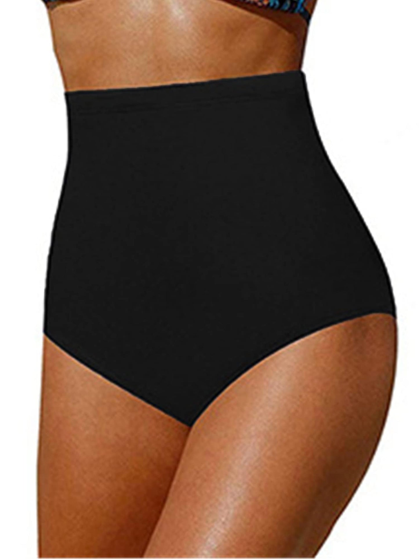 Qianderer Women's Plus Size High Waist Bikini Bottoms Tummy Control Tankini Bottoms Swimsuit Bikini Swimwear Swim Shorts Briefs (Ba Black, XL)