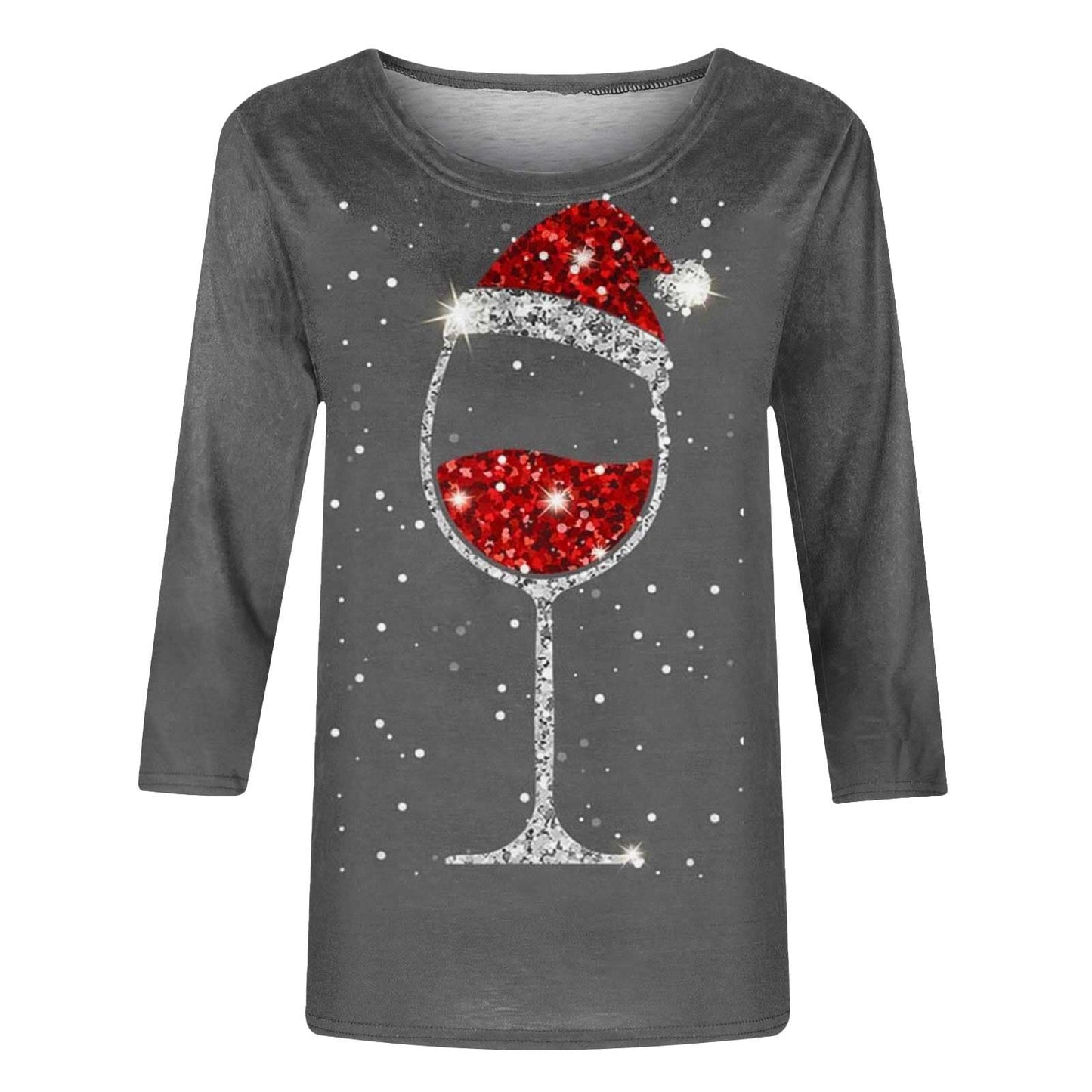 AMhomely Christmas T Shirts for Women UK Clearance Ladies Tops Fall Casual 3/4 Sleeve Loose Shirts Crewneck Xmas Tree Snowflake Elk Print Cute Blouse Graphic Tees Tunic Dressy Trendy Clothes