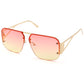 Pro Acme Pilot Sunglasses Women Men Trendy Rimless Frame Retro Square Shades Large Metal Sun Glasses(Gradient Pink Yellow)