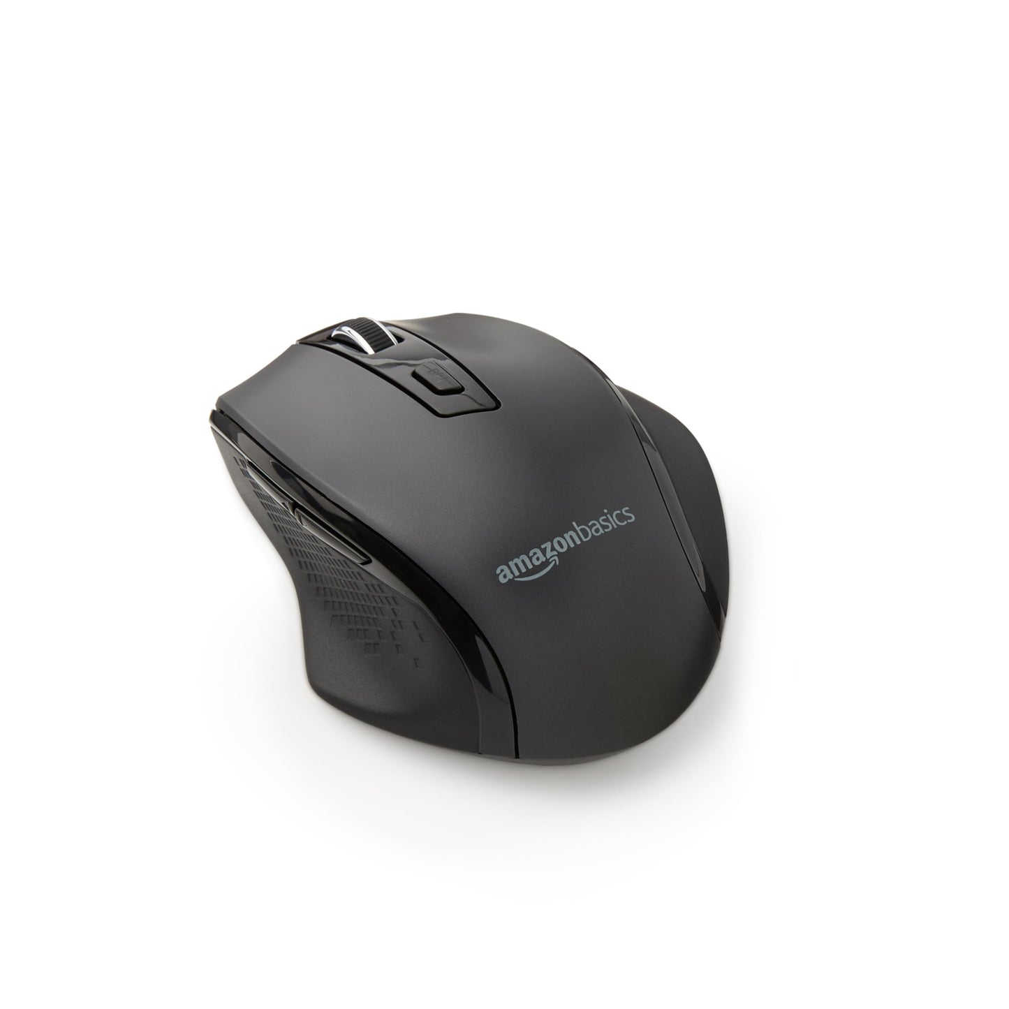 Amazon Basics Ergonomic wireless mouse for Laptop, 2.4 GHz with USB receiver, adjustable DPI - Black