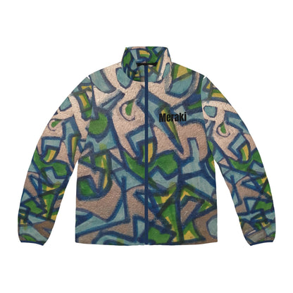 Meraki print design Men's Puffer Jacket (AOP)