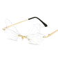 Fashion Rimless Sunglasses Women Vintage Dragonfly Steampunk Sunglasses Men Frameless Gradient Clear Lens Glasses