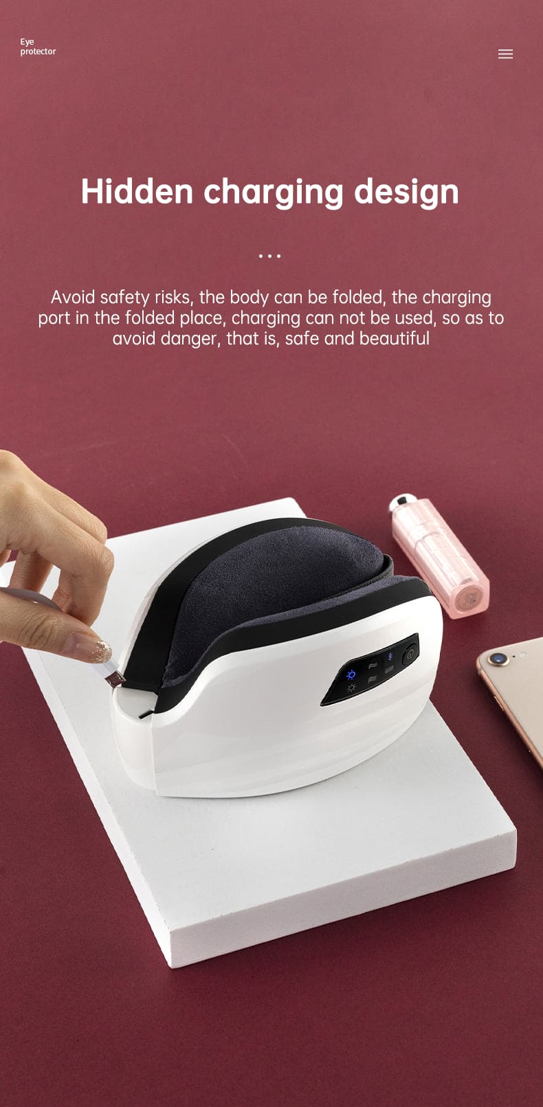 Eye Massager Air Pressure Vibration Eye Protector Bluetooth Eye Massage Relax Migraines Relief Improve Sleep