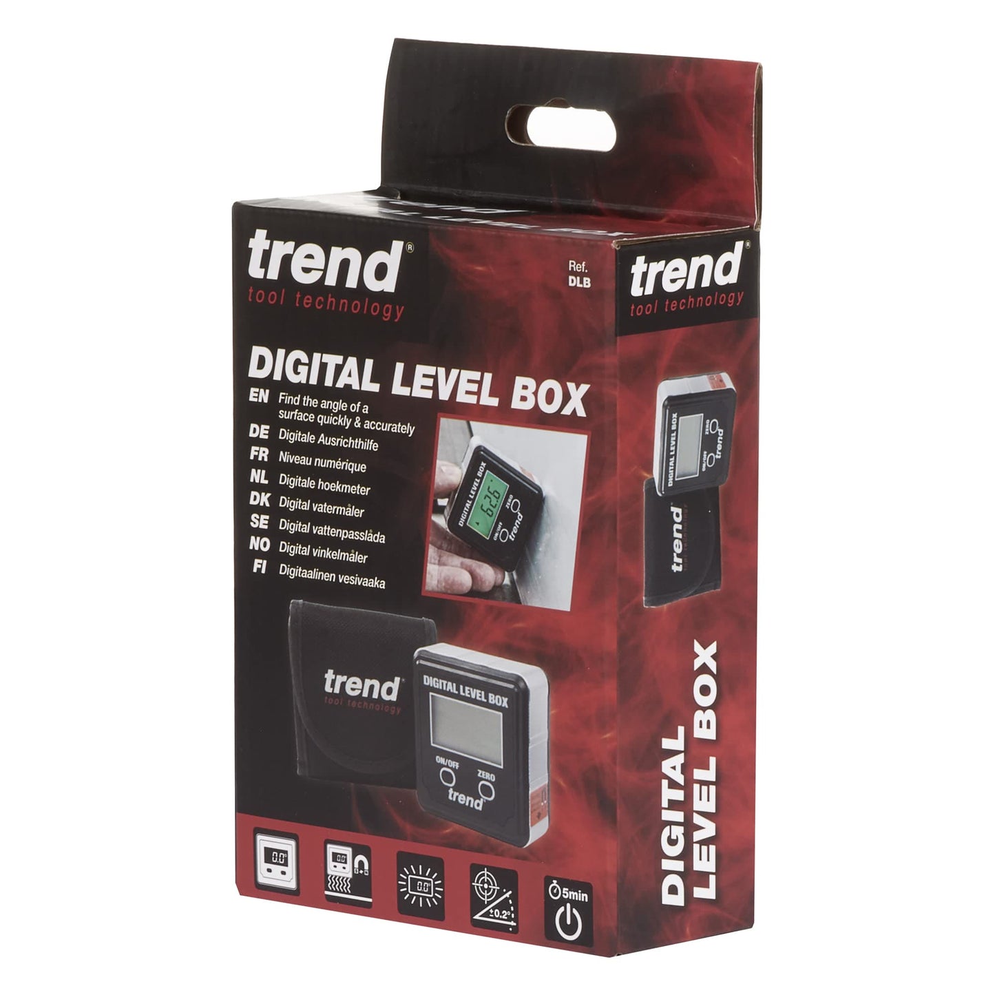 Trend Digital Level Box and Angle Finder (Magnetic Base & LCD Display) for Woodworking and Accurate Table/Mitre Saw Angle Setting, DLB , Black