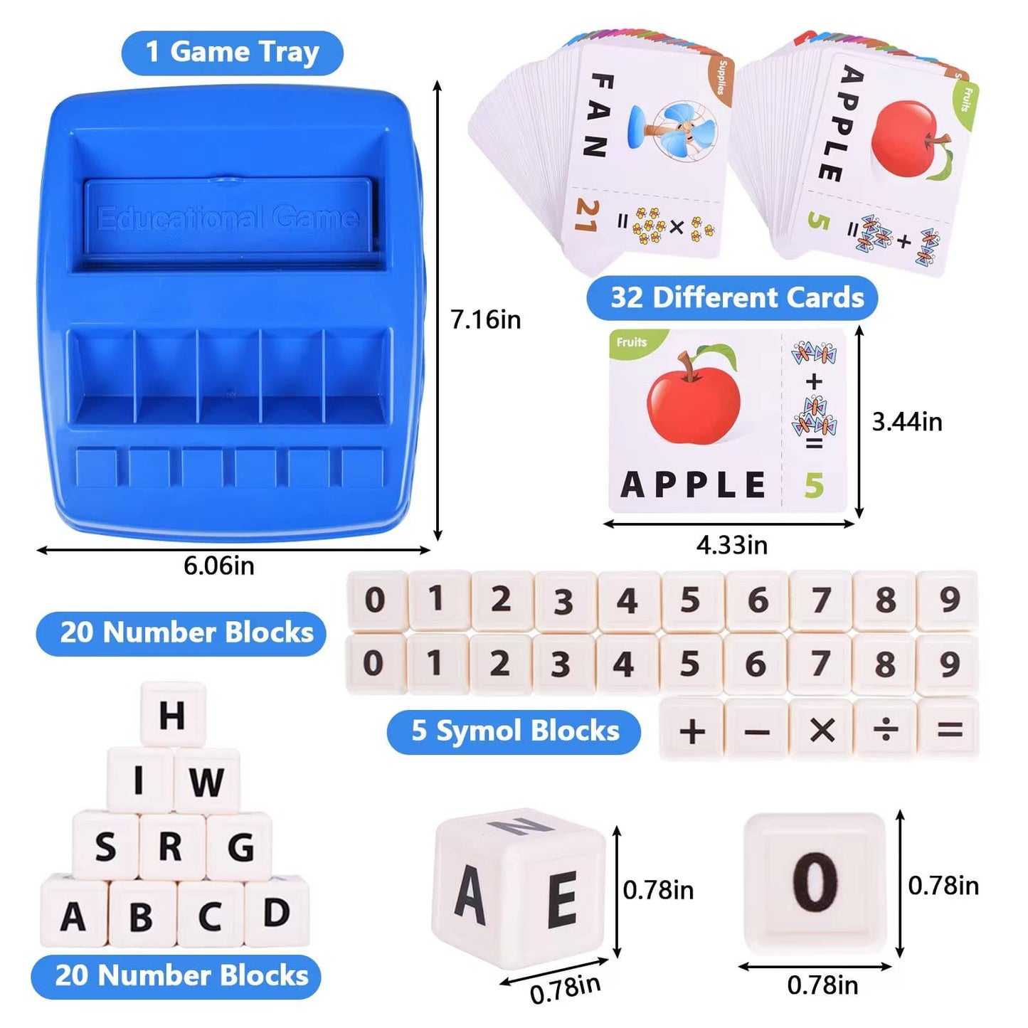 DEGIDEGI Educational Toys for Kids Ages 3-8, Matching Letter Spelling Game ABC Learning, Easter Children’s Day Halloween Xmas Birthday Party Gifts for 3 4 5 6 7 8 Year Olds Boys and Girls Navy Blue