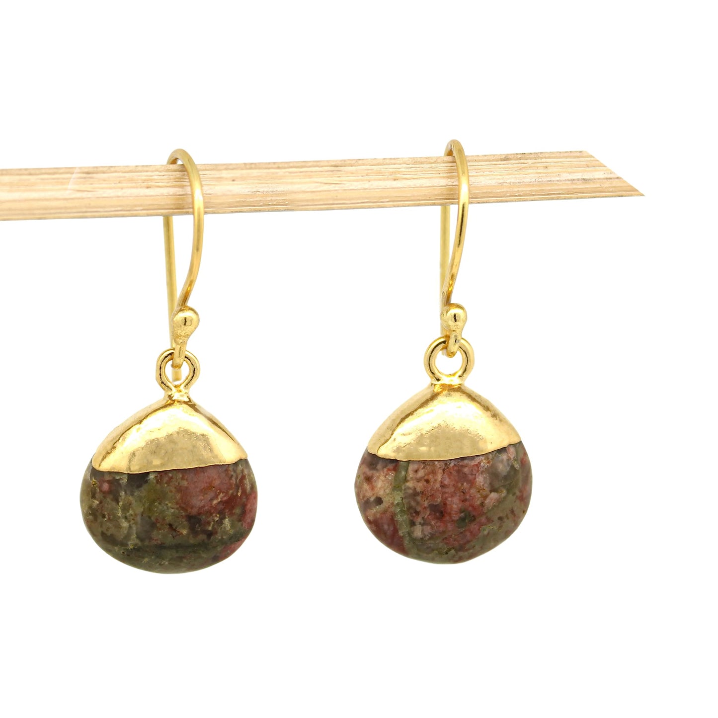 Gempires Natural Unakite Earrings, Tear Drop Crystal Earrings, Handmade Jewelry, Dangle Earring For Women, 14k Gold Plated Hook