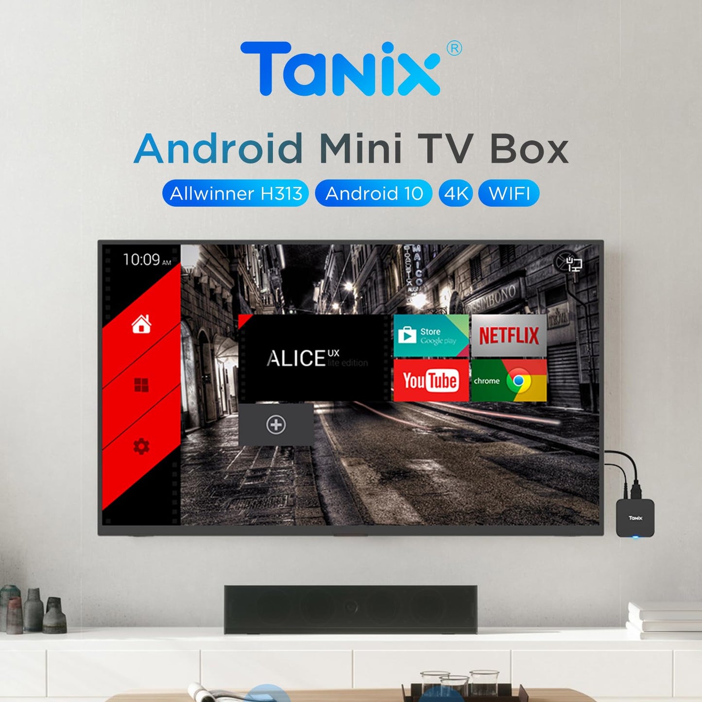 Android 10.0 TV Box, Android Box 2GB RAM 16GB ROM, Allwinner H313 Quad-Core ARM Cortex A53 Smart 4k TV Box, USB Drive and USB Hard Drive Support, WiFi Support.