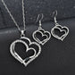 MaNMaNing Silver Bracelet Earring Necklace Set for Women Elegant Heart Shaped Pendant Ladies Party Wedding Jewelry Gift for Birthday Mothers Day