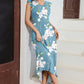 AUSELILY Maxi Dresses for Women UK Plus Size Casual Long Flowy Dress with Pockets Summer Dress for Beach,Dating,Party Floral Light Blue