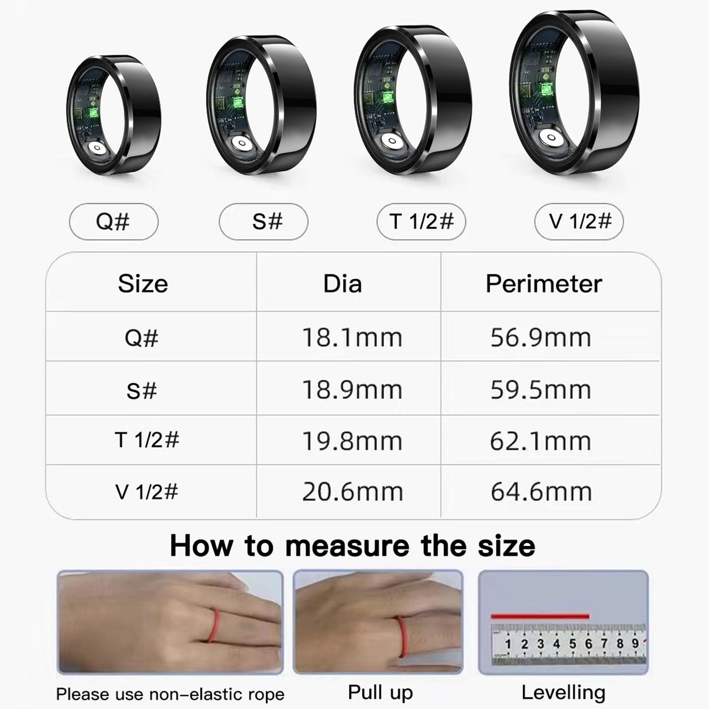 findtime Smart Ring Heart Rate Monitor Blood Pressure Ring Sleep Tracker Blood Oxygen Health Ring Pedometer Step Counter Calories Waterproof Fitness Ring for Men Women