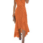 GRECERELLE Womens Summer Maxi Dress Boho Floral Cocktail Polka Dot Wrap Dresses V Neck Casual Party Bohemian Flowy Long Dress for Ladies (Polka Dots-Orange, L)