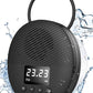 Shower Radio Speaker with Bluetooth 5.0, AGPTEK Waterproof Wireless Bathroom FM with Suction Cup 12H Long Playback Time, Lanyard, LCD Screen Display, Handsfree Calling, Storage Card Playback Black