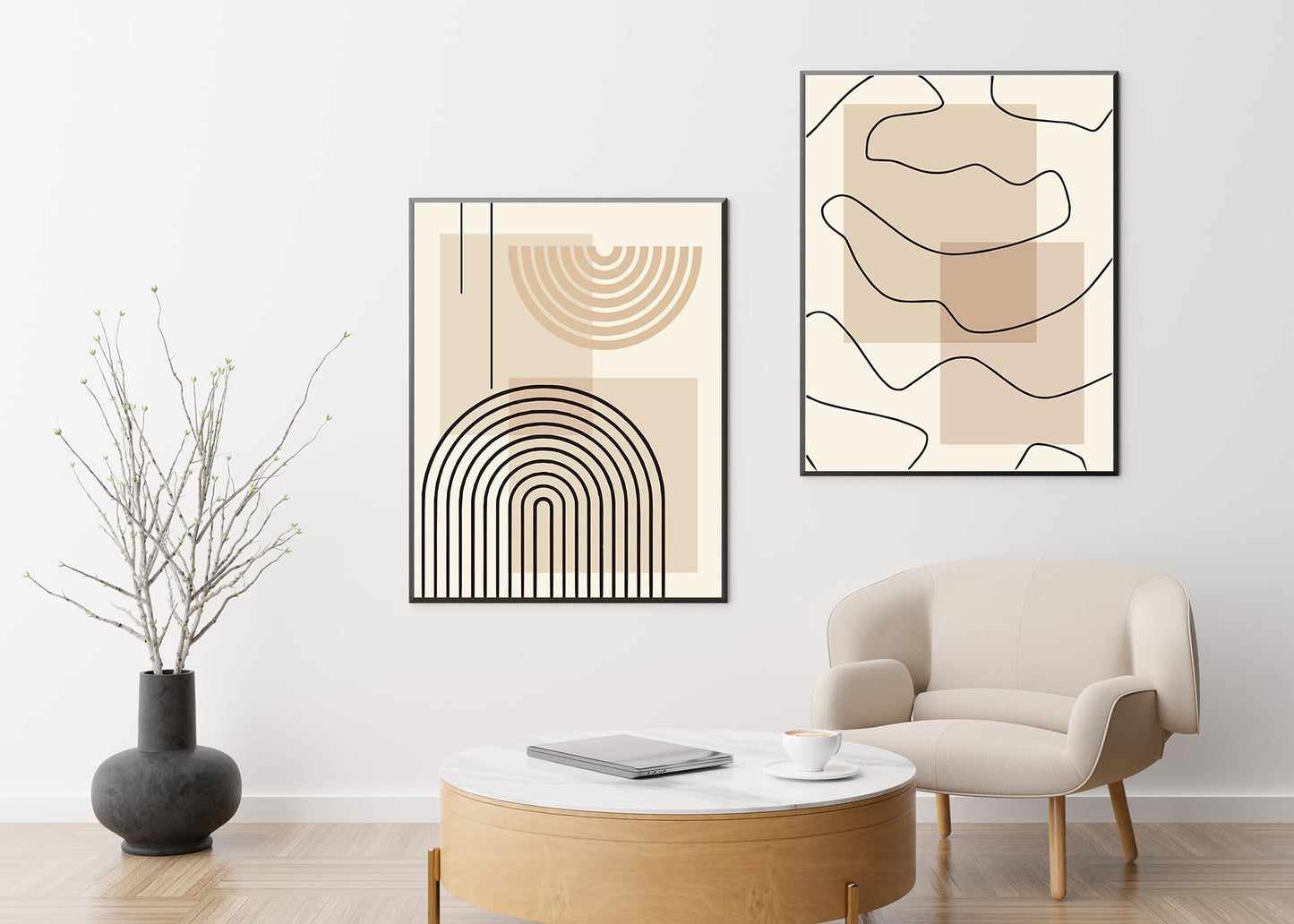 PYNVDD Canvas Poster, Modern Minimalist Abstract Wall Art, Bohemian Poster Set, Geometric Wall Decoration, No Frame (Picture-1.20 x 30 cm x 3)