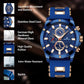 MEGALITH Mens Watches Chronograph Waterproof Watches for Men Blue Face Analogue Wrist Watches Designer Gents Watches Rubber Quartz Luminous Date