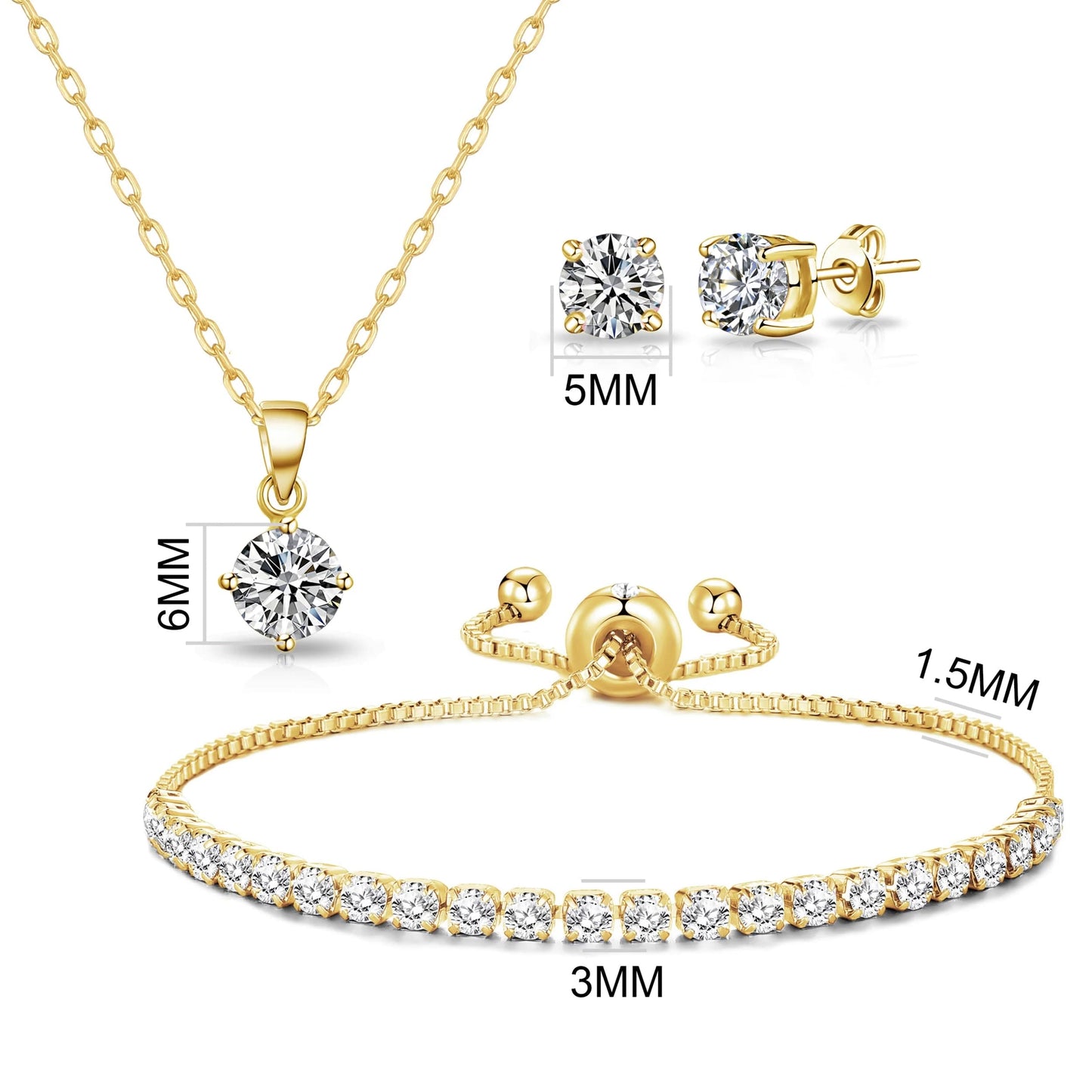 Philip Jones Gold Plated Solitaire Friendship Set Created with Zircondia® Crystals