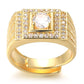 HALUKAKAH Gold Diamond Ring Iced Out,Men's 18k Real Gold Plated Ring Size Adjustable with Free Giftbox