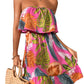 SOLY HUX Summer Dresses for Women Tropical Print Strapless Sleeveless Ruffle Hem Tube Dress HotPink S