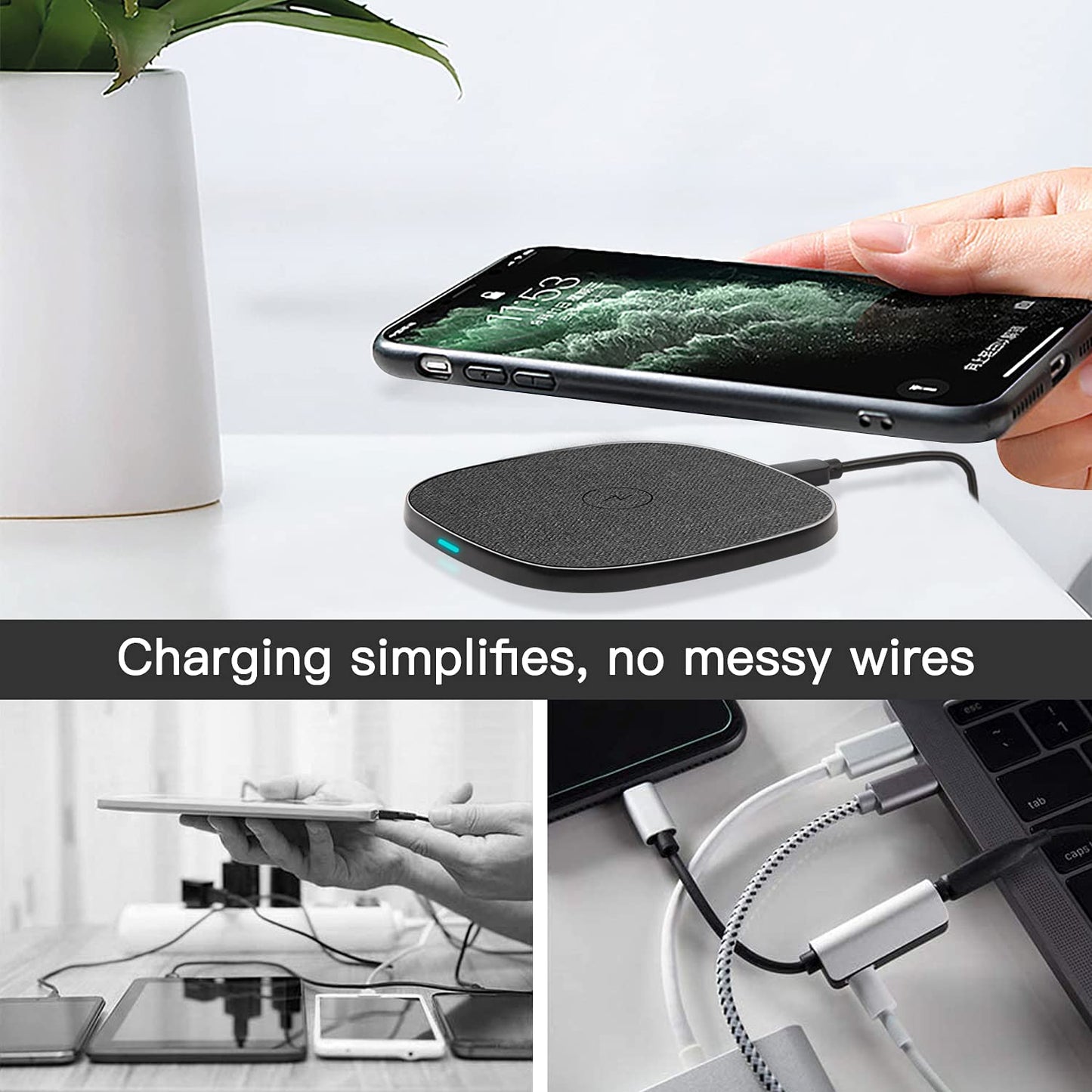 Wireless Charger, Wireless Charging Pad for iPhone 16/15/14/13/12/11/Pro Max/XR/X,15W Max Fast Wireless Charger for Samsung Galaxy S24/S23/S22/S21/S20/S10,HUAWEI Mate RS/P30 Pro and other Qi Phone