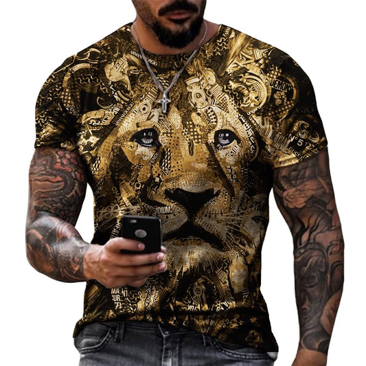 Taamlou Men's Muscle Fitness Short Sleeve Printed Personalized Fashion Sweatshirt Fashionable T-Shirt(TSM00811BD,S)