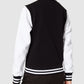 Build Your Brand Women's Ladies Sweat College Jacket Varsity, Black/White, XS