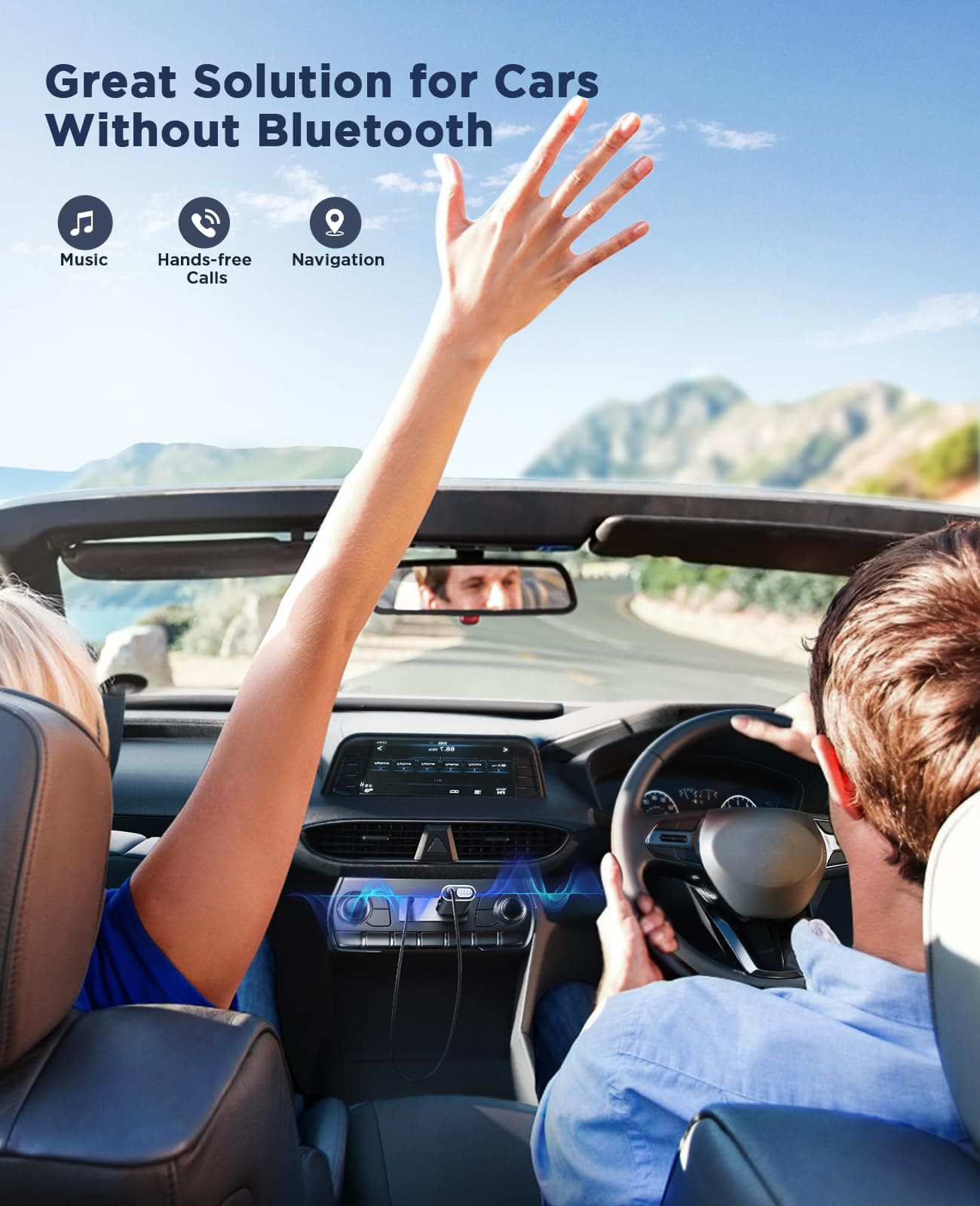 JOYROOM Bluetooth 5.3 Car Adapter [HiFi Deep Bass Sound] Bluetooth AUX Receiver with Built-in Microphone for Car/Home Stereo/Wired Headphones/Hands-Free Call/Dual Connection