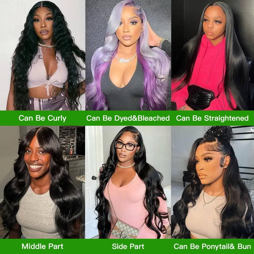 Lace Front Wigs Human Hair Body Wave 13x4 HD Transparent Lace Front Wigs 180% Density Brazilian Virgin Remy Human Hair Pre Plucked with Baby Hair Wigs for Black Women Natural Black(26 Inch)