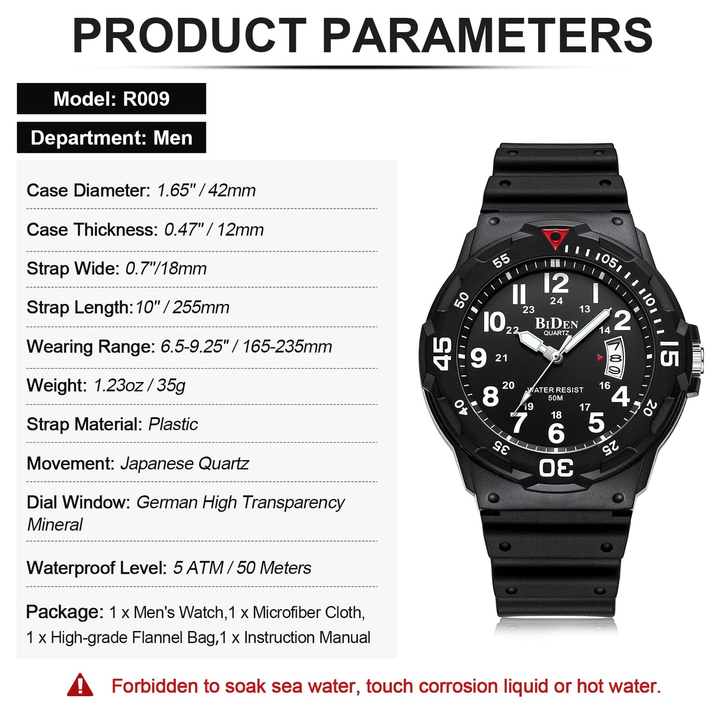 HANPOSH Mens Watches Analog Quartz Watches Men 50M Waterproof Watch Fashion Business Casual Mens Designer Watch with Date Wrist Watches for Man